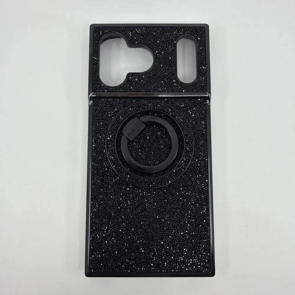 Elite Collection SQUARE iPhone 17 Pro Black Crystal Elegance Case W/ Phone Ring